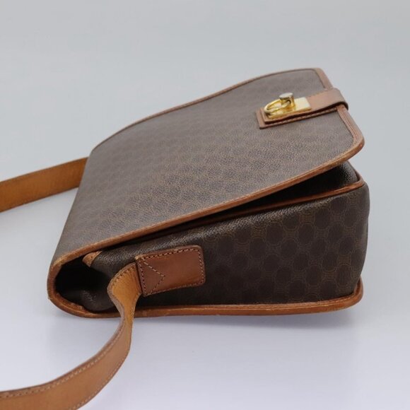 CELINE Macadam Canvas Shoulder Bag PVC Leather Brown Gold Auth BD871 - Picture 4 of 16